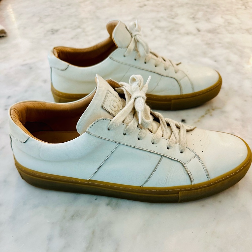 Greats Brooklyn Cream Leather Sneakers